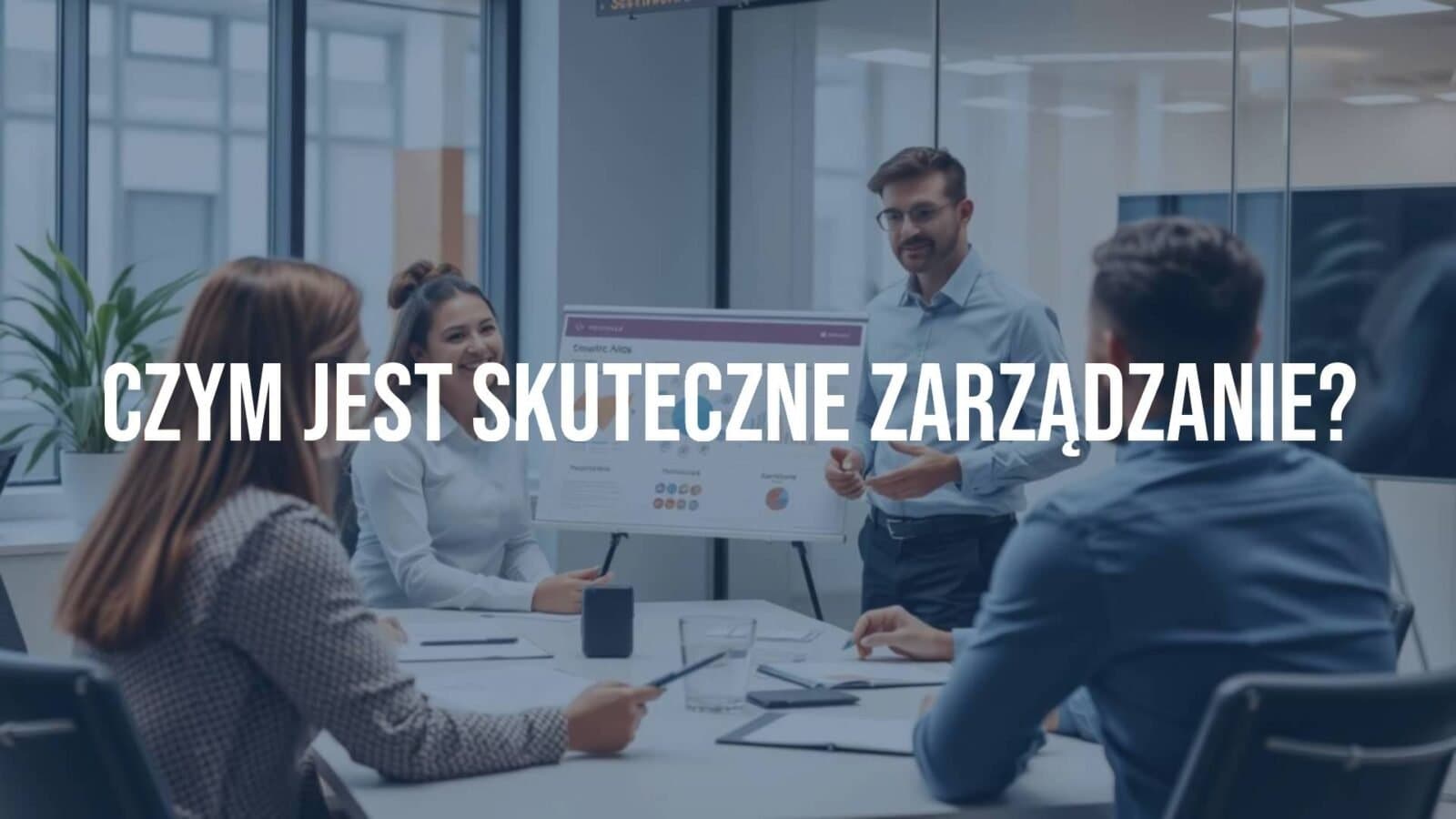 A professional manager leading a team meeting in a modern office, business strategy charts on the wall, teamwork and leadership concept, realistic style.