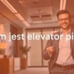 A professional business person giving an elevator pitch in a modern office setting, confident posture, dynamic lighting, realistic.