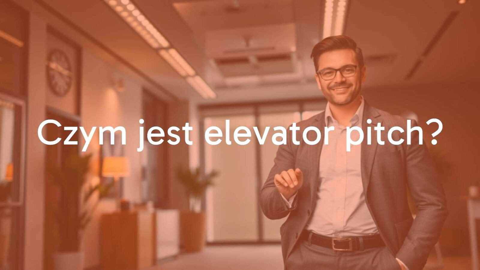 A professional business person giving an elevator pitch in a modern office setting, confident posture, dynamic lighting, realistic.