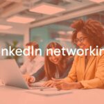 Professional networking on LinkedIn, business people connecting digitally, modern office background, vibrant colors, professional and dynamic vibe.