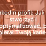 Professional LinkedIn profile page on a laptop screen, modern office background, business vibe, clean design, realistic.