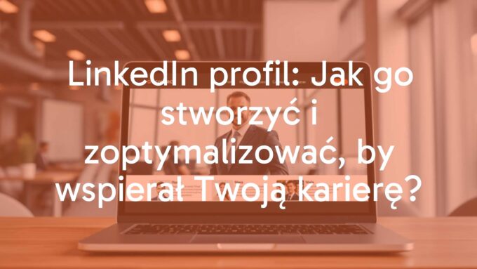 Professional LinkedIn profile page on a laptop screen, modern office background, business vibe, clean design, realistic.