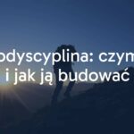 A focused person climbing a mountain with a clear path, sunrise in the background, symbolic of discipline and perseverance, realistic style.