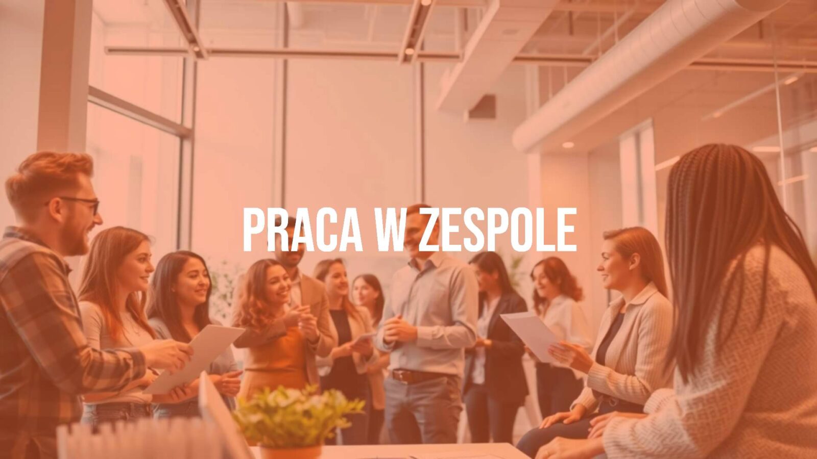 A diverse team collaborating in a modern office, teamwork concept, bright and motivational atmosphere, realistic style.