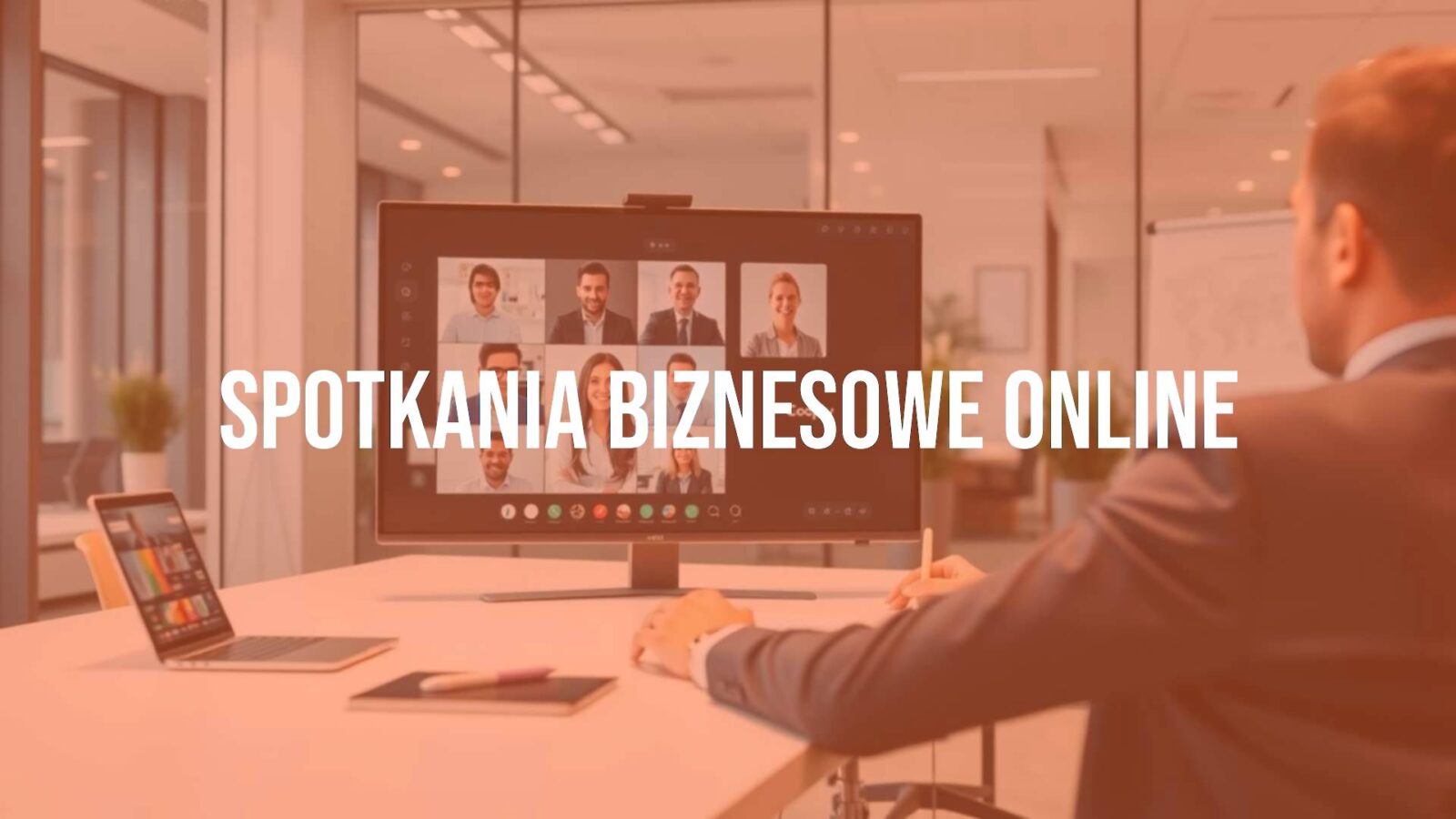 Business meeting online, digital tools, remote collaboration, modern office, professional atmosphere, realistic.