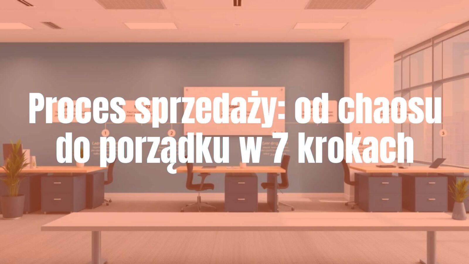 A structured sales process flowchart with seven steps, modern business office setting, professional and organized, clean and minimalist design, blue and white color scheme, realistic.