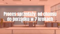 A structured sales process flowchart with seven steps, modern business office setting, professional and organized, clean and minimalist design, blue and white color scheme, realistic.